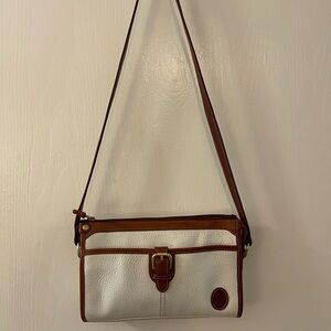 Liz Claiborne Vintage Leather White and Brown Crossbody Bag